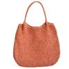 (As Show, One Size) Bohemian Straw Shoulder Bag for Women Spacious Woven Beach Handbag with Comfortable Handle Large Underarm Shopper Bag Orange KB