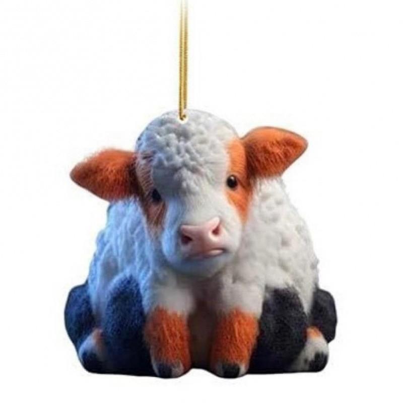 Cartoon Cow Endearing Car Ornament Acrylic Hanging Pendant For Vibrant Car Interiors