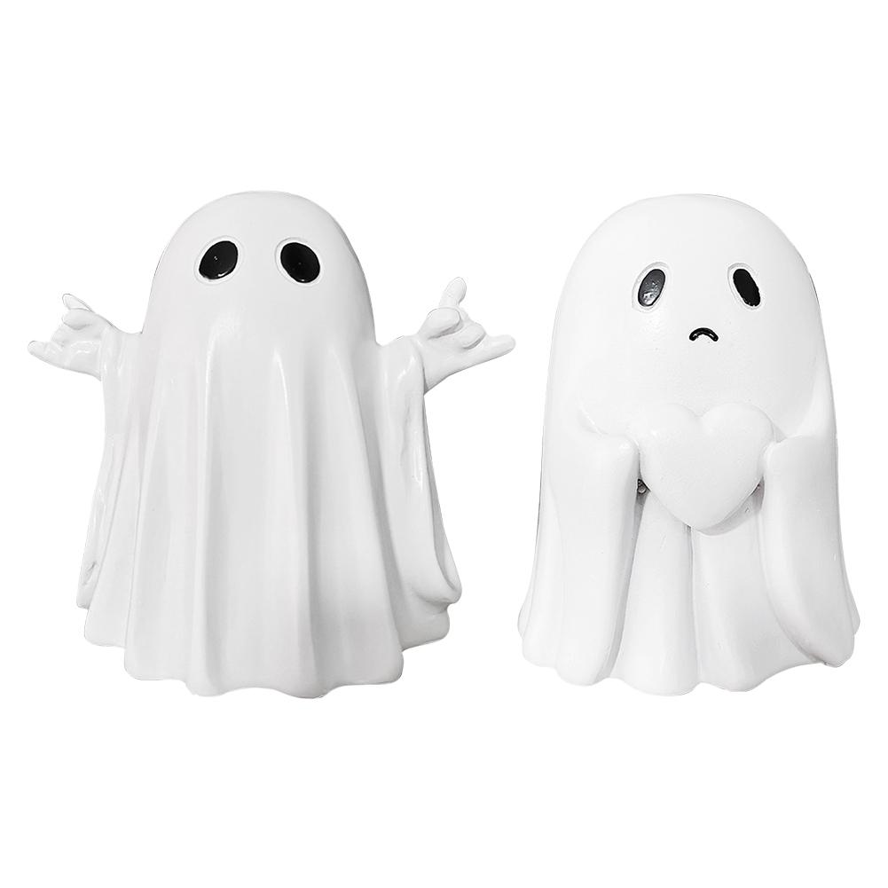 Cute Sadness Ghost Statue Figurine Mini Ghosts Small Scary Ghost Figurines Spooky Halloween Home Resin Decoration For Shelf Desk