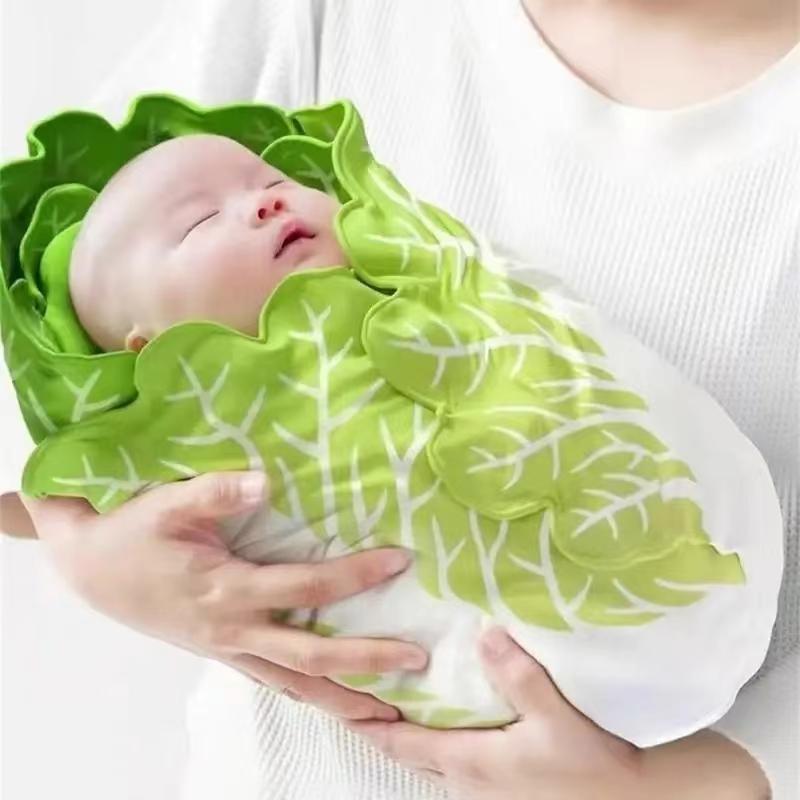 Non-Toxic New Modelsbaby Flannel Blanket Burrito Baby Wrap Blanket With Hat Pancake Chinese Cabbage Blanket Baby Warm Quilt