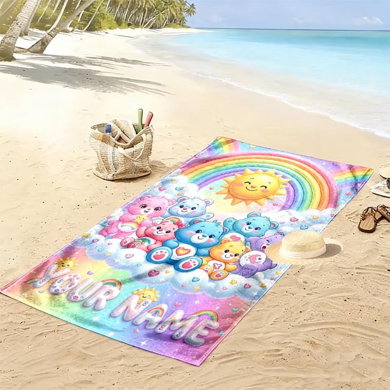 Name Custom CARE BEARS Print Beach Towel, Large Soft Quick Dry Towel for Beach Camping Swimming
