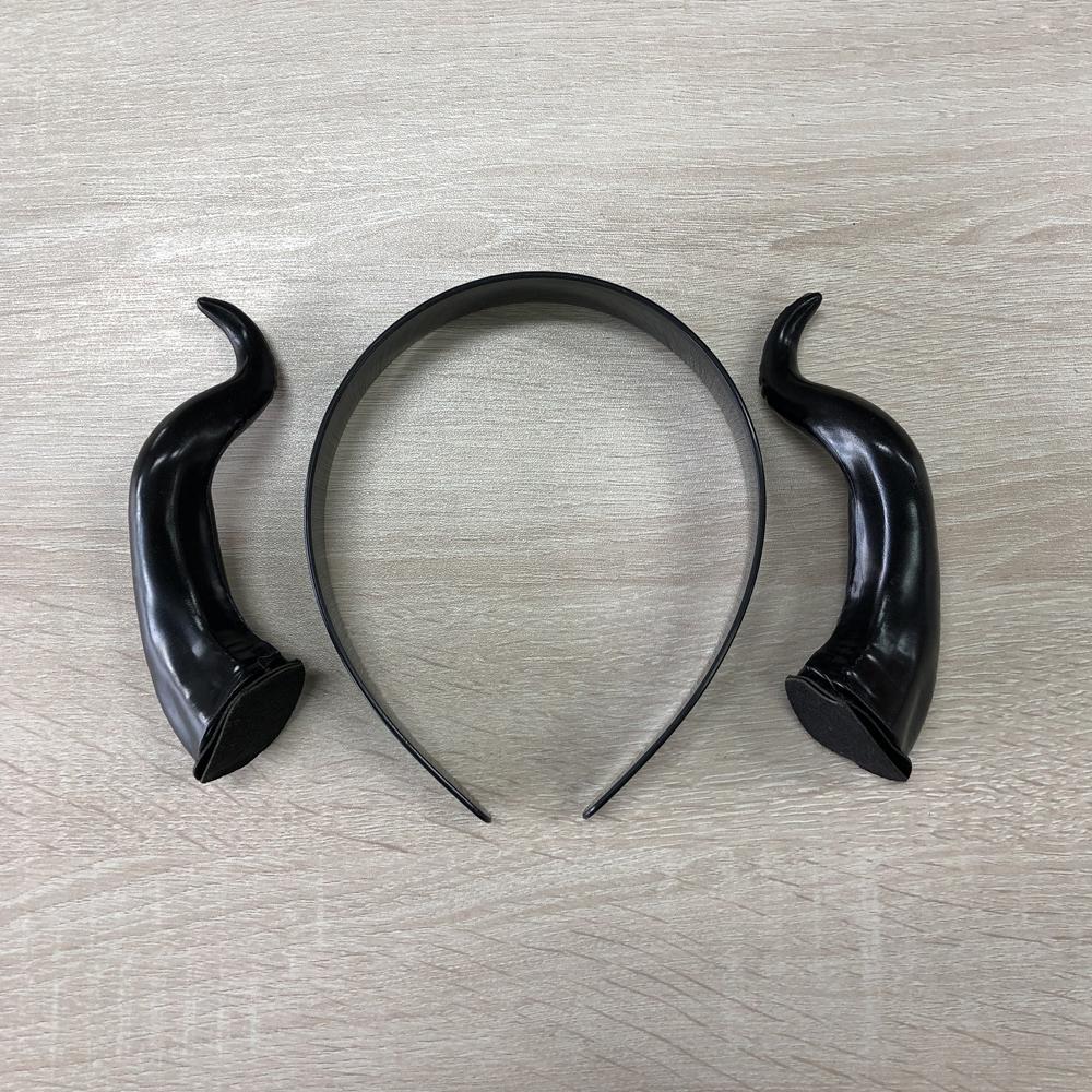 Fascia per capelli da strega regina diavolo con corna nere da donna, fascia per cosplay animale con corna, copricapo testa di diavolo, costume per festa di Natale Halloween