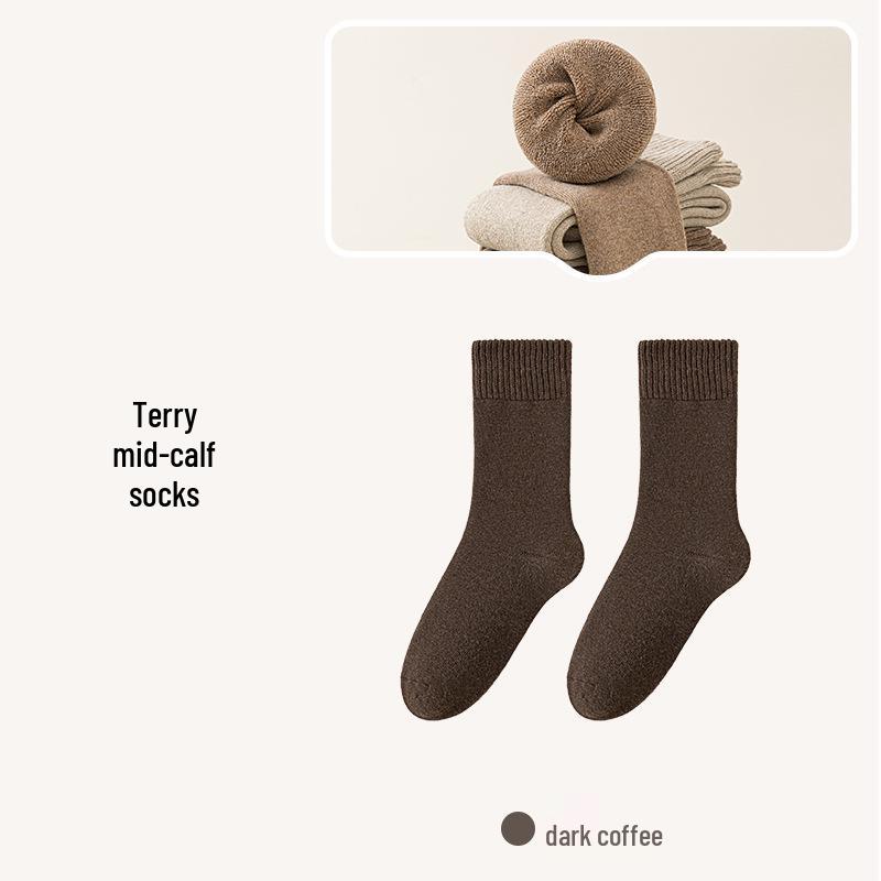 

Жіночі теплі махрові шкарпетки до середини литки, з плюшем, товсті антиковзкі вище коліна.