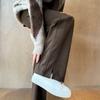 Worsted Wide-leg Pants Women's Autumn and Winter New Narrow Version Small Wool Split-ended Velvet Straight Pants