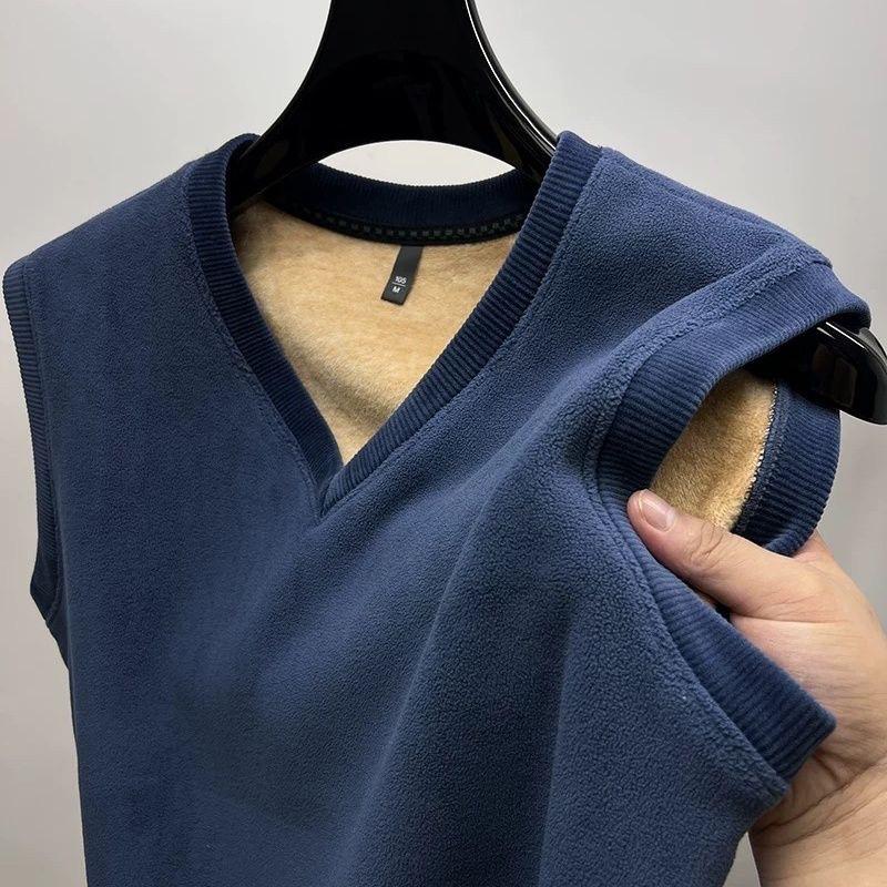 

Флисовый жилет с V-образным вырезом, мужская осенне-зимняя одежда для папы, утолщенный флисовый жилет без рукавов, мужской жилет, нижняя часть из флиса 3XL