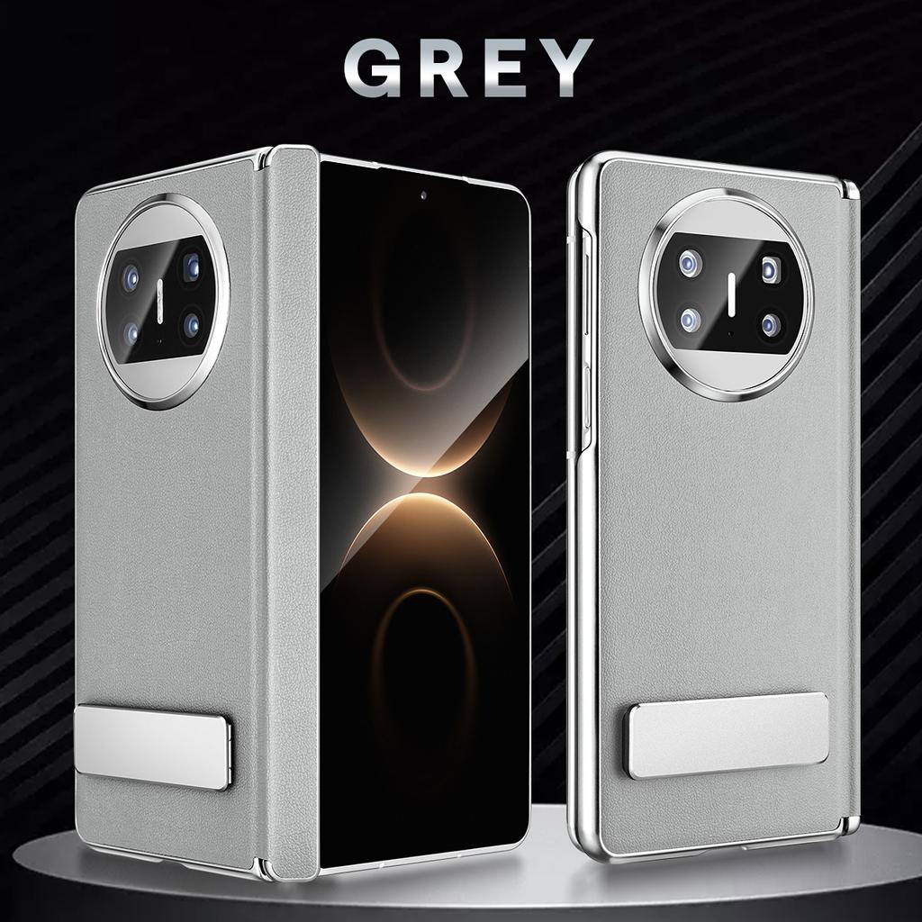 High-end Leather Folding Case for Huawei MATE X3 MateX3 Hinge Enhanced Protection+Metal Bracket Holder Strand Flip Phone Cover