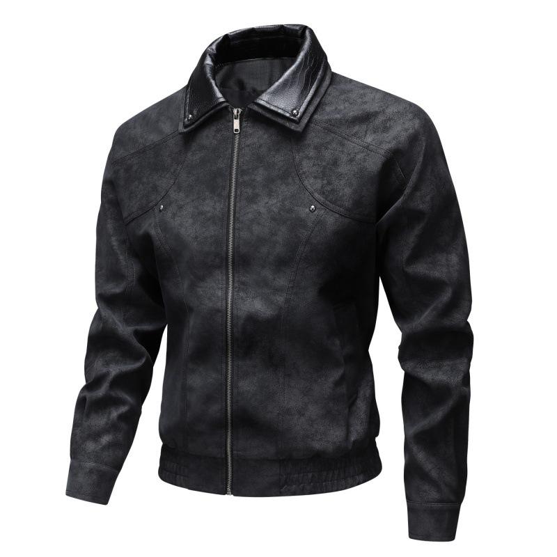 

Кожаная куртка Осень и Зима Мужская Двухслойный Лацкан Американская Кожа Мотоциклетный Костюм Повседневная Куртка XXXXL