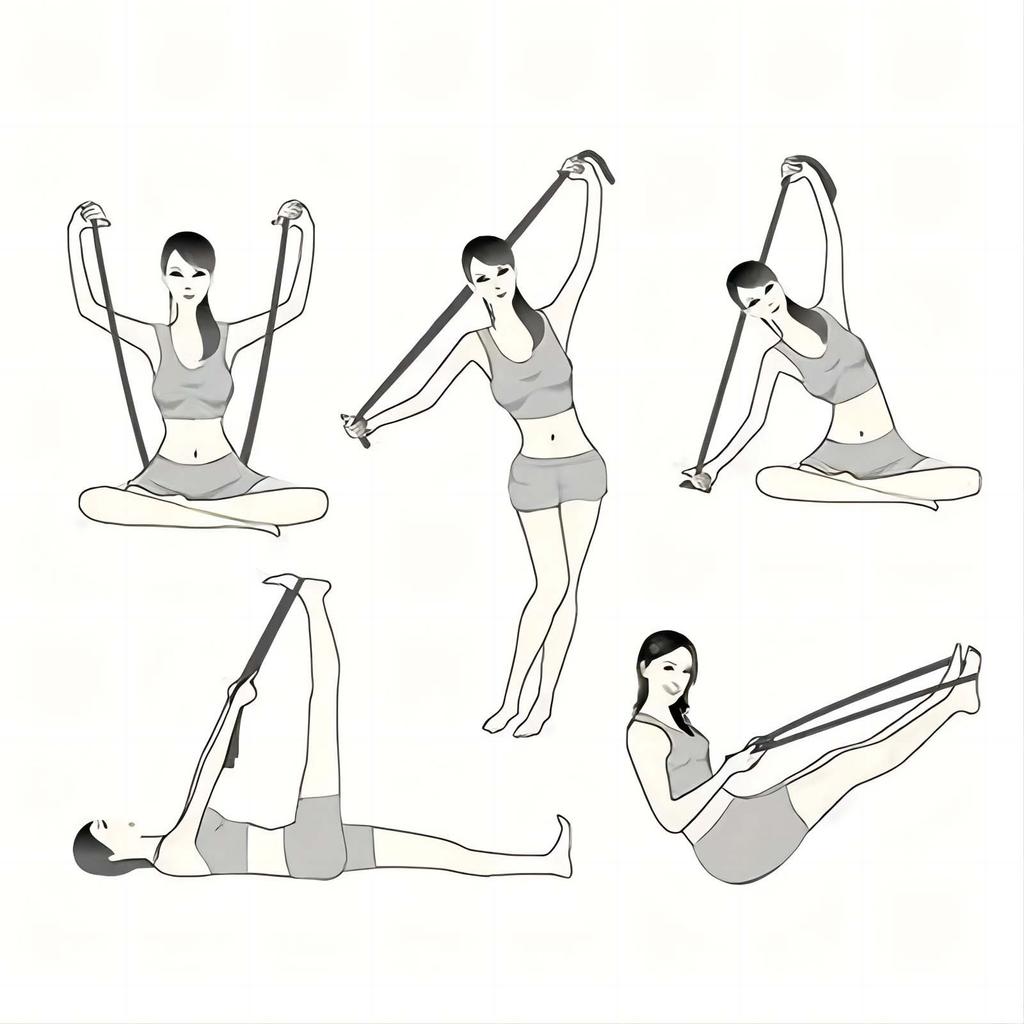 Yoga Stretching With Digital Segmented Dance, Shaping Body, Elastic Rope, Position Training, Auxiliary Resistance Stretching