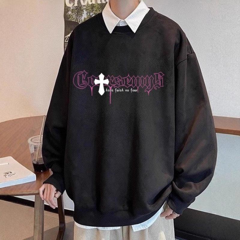 Men's Heavyweight Suede Round Neck Pullover Hoodie - 2025 Autumn/Winter Street Casual Style