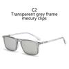Transparent Grey White Frame 6 In 1 Polarized Clips With 5Pcs Magnetic Glasses Sunglasses Magnet