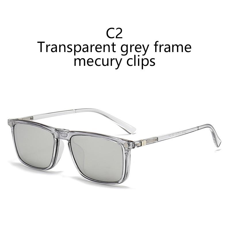 Transparent Grey White Frame 6 In 1 Polarized Clips With 5Pcs Magnetic Glasses Sunglasses Magnet