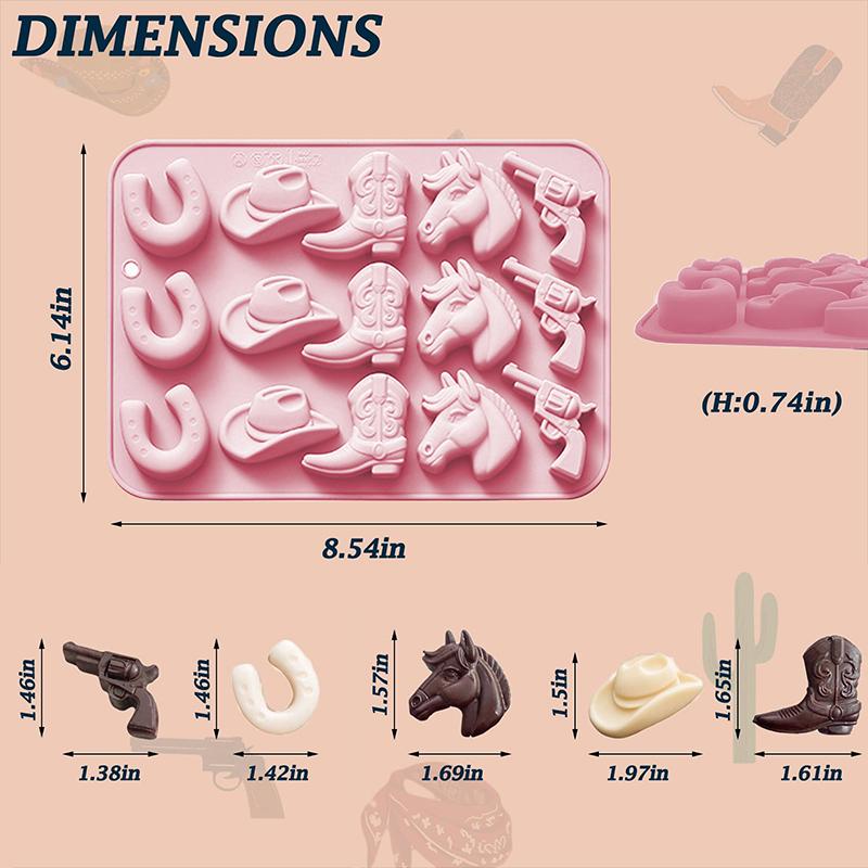 Cowboy Chocolate Molds,Cowboy Hat Boot Horse Saddle Shape Silicone Candy Molds Western Themed Party Baking Moulds