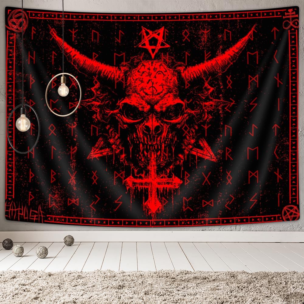 Ptrxobj Goat Head Pentagram Wall Hanging Gothic Devil Demon Symbol Living Room 60x40 inch