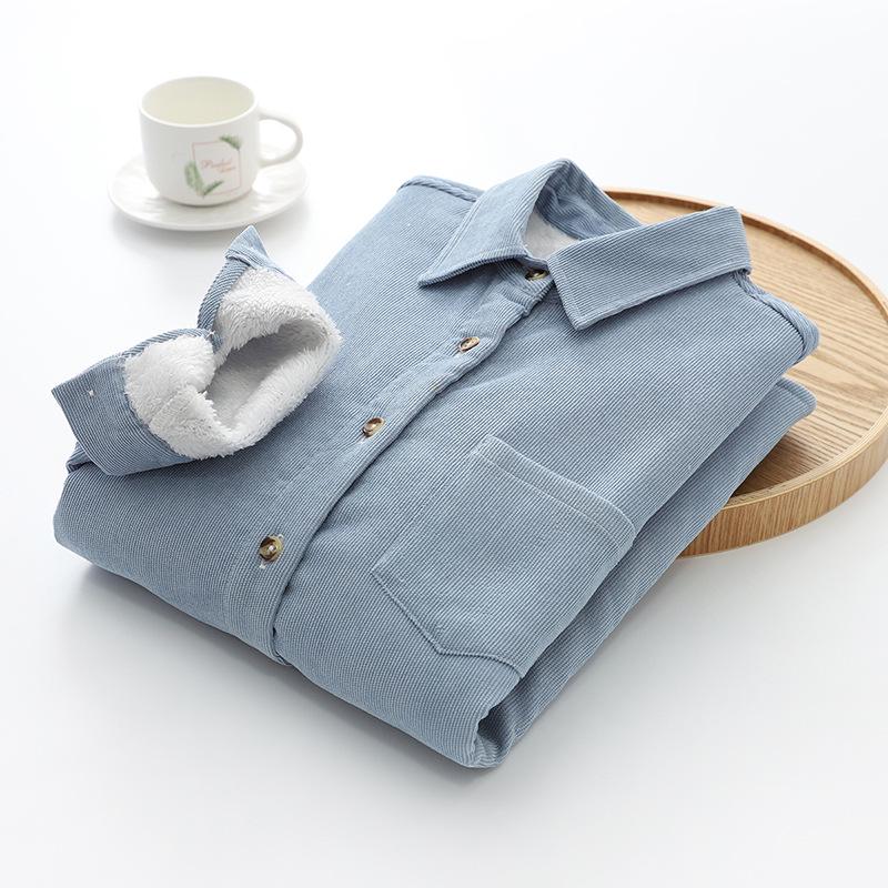 

Retro 2024 Women s Long-Sleeve Velvet Wicking Casual Shirt – New Autumn/Winter Collection 2X Large синій