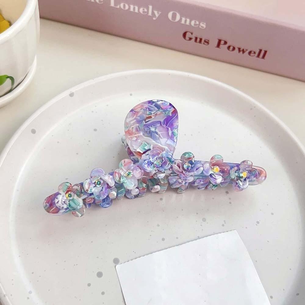 Korean Style Straight Line Shaped Shark Clip Elegant Acetic Acid Hair Claw Flower Hair Claw  Party