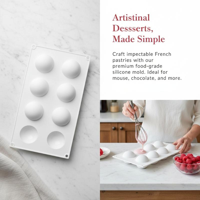 3D Sphere Silicone Mold for Mousse Cake Ball Shape Handmade French Dessert Chocolate Nonstick Baking Mold Kitchen Supplies