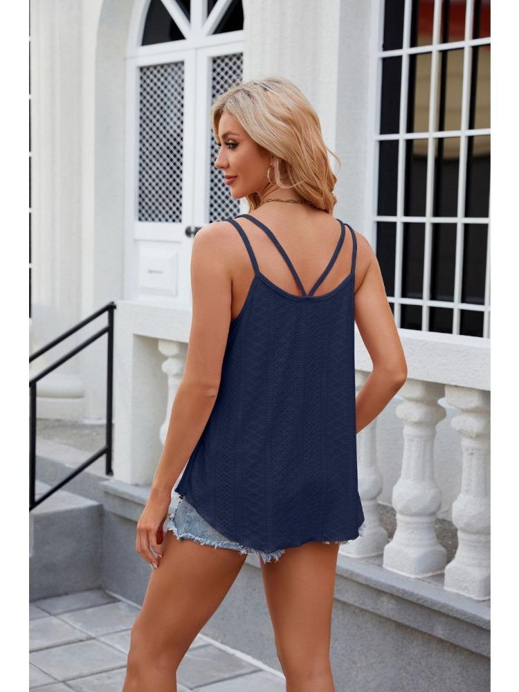 Women's Top Spring/summer T-shirt Sleeveless Suspender Hollowed Out V-neck Vest for Women