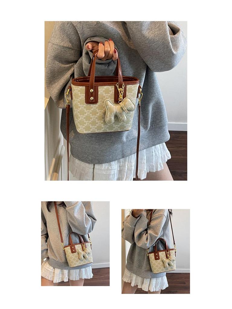 Mångsidig tryckt hinkhandväska i koreansk stil 2025