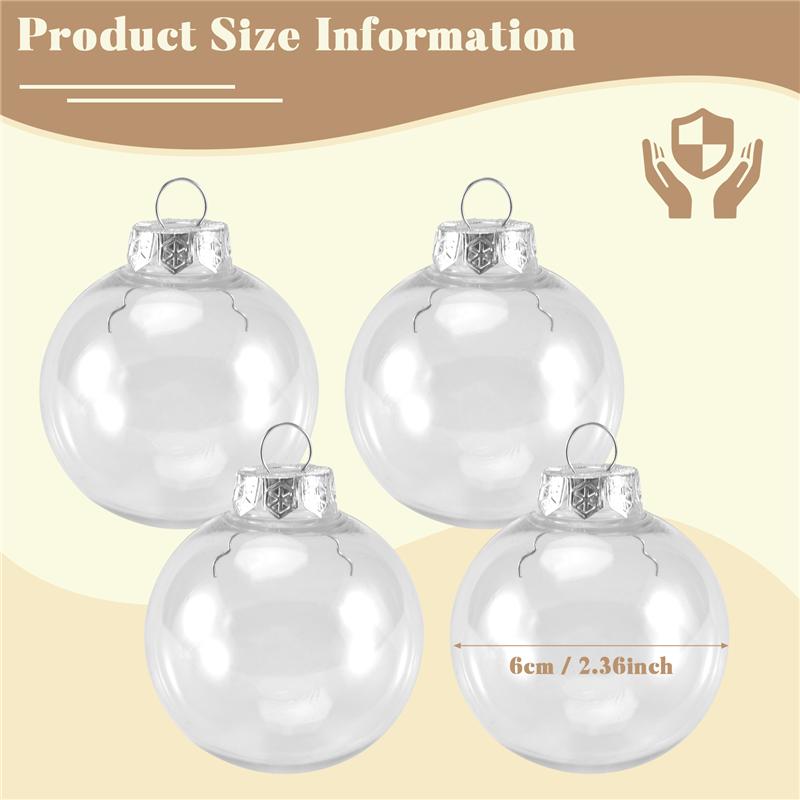 Practical-15 PCS Round Clear Christmas Balls Fillable DIY Christmas Tree Balls Made Of Plastic Christmas Balls Tree Decorations