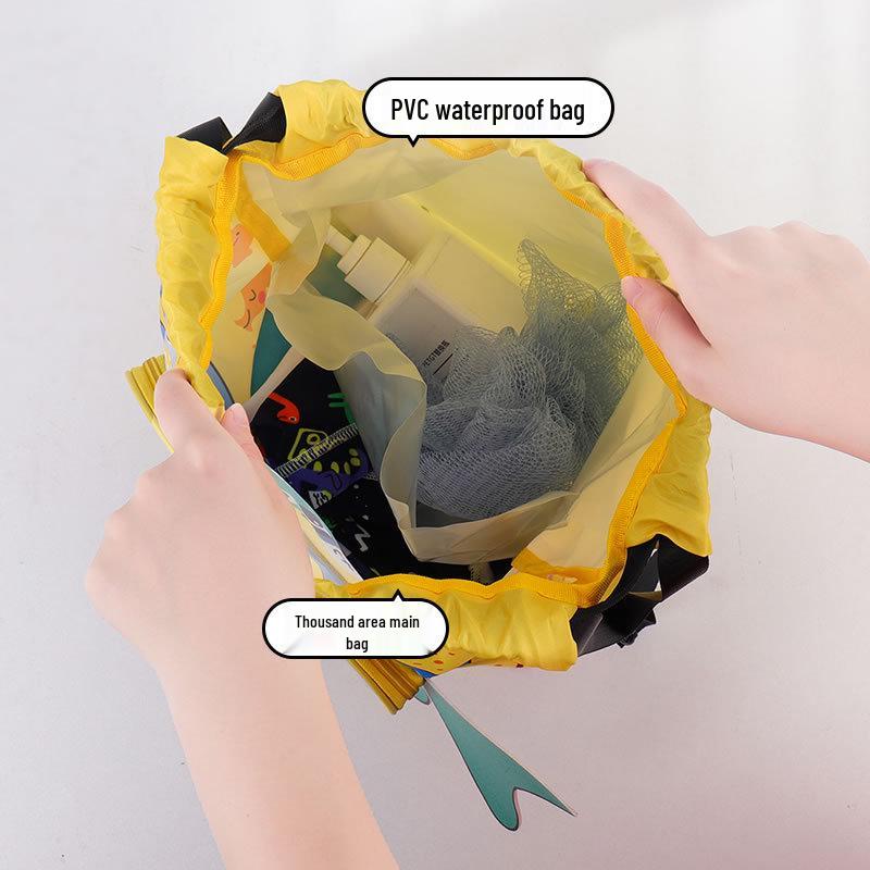 Cute Cartoon Waterproof Children's Swim Backpack with Dry/Wet Separation