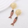 Red Dripping Oil Marine Animal Fish Pendant Seaside Earrings Personalized Vacation Style Earrings
