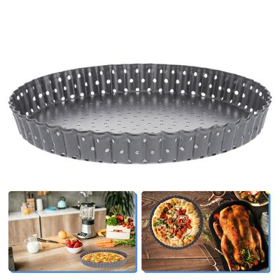 8 Inch Non-Stick Pizza Pan Round Baking Tart Tray Removable Bottom Perforated Carbon Steel Pie Mold For Cheesecake Quiche Muffin