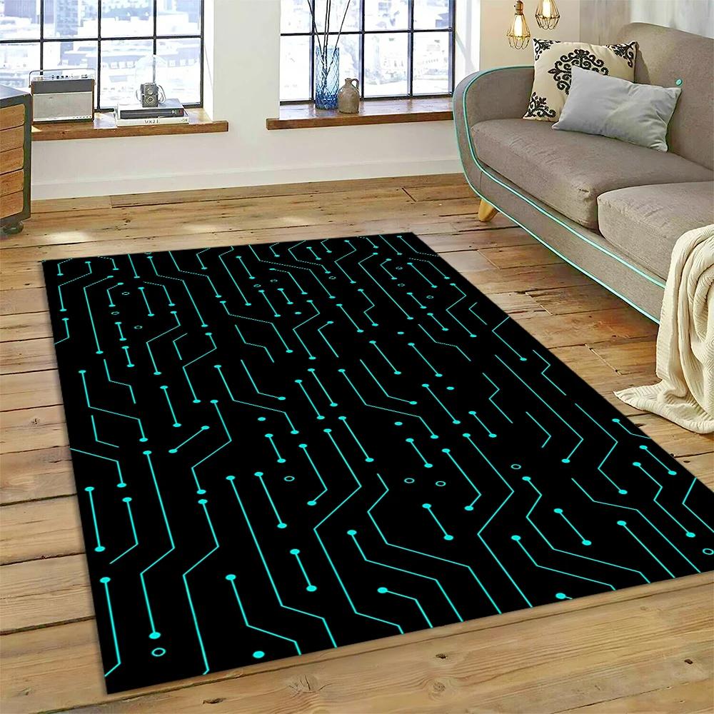3D Chip Circuit Board Carpet Rug for Home Living Room Bedroom Sofa Doormat Kitchen Decor,Child Paly Area Rug Non-slip Floor Mat