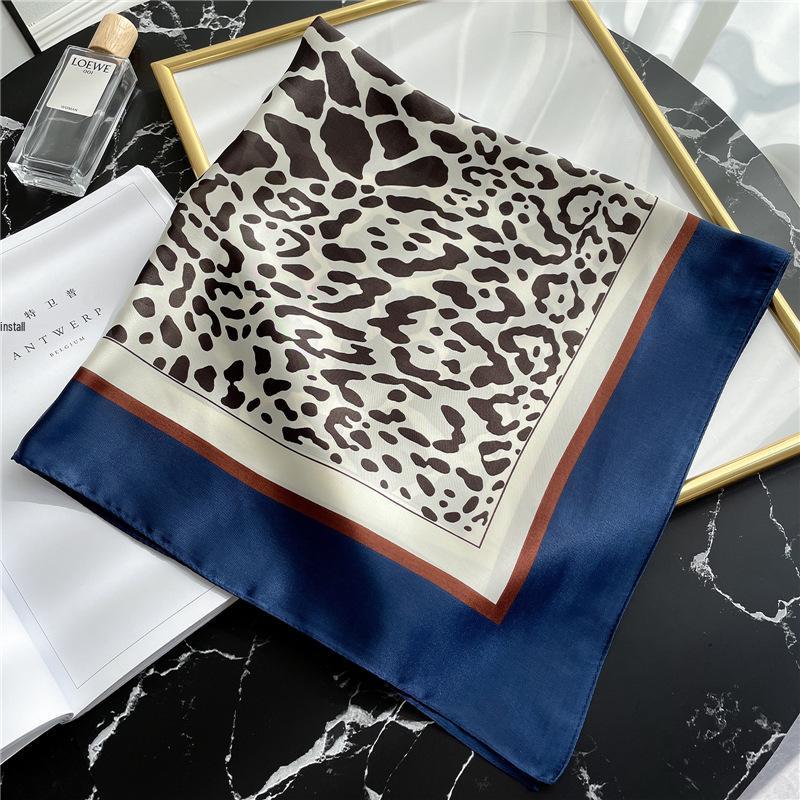 Women's 70cm Leopard Print Silk Scarf - Versatile Square Scarf for Professional and Casual Wear