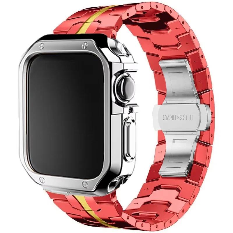 Nerezový řemínek+pouzdro pro Apple Watch Ultra 2 49mm Series 10 46mm Luxusní pánský řemínek pro IWatch 9 8 7 6 5 4 se 45mm 44 Correa