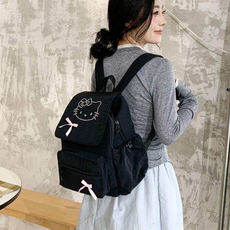 Spring and summer new Hello Kitty backpack large capacity cute fresh simple fashion bow women's bag commuting