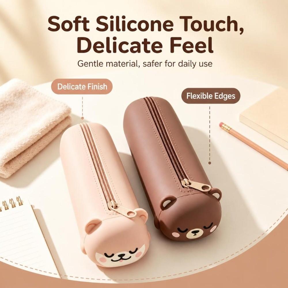 Large-capacity Bear Pencil Case Zippered Kids Stationery Bag NEW Pencil Pouch School Students