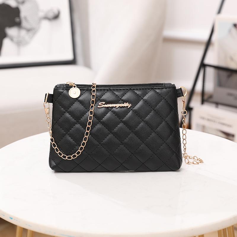 

Simple atmospheric chain, small square bag, small fresh rhombus embroidered shoulder mobile phone bag, a women s bag. чёрный