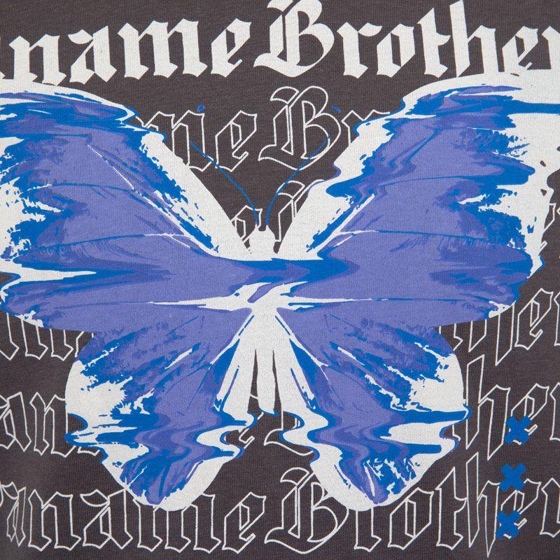Baumwoll-T-Shirt mit Schmetterling-Glitch-Print und Texten Herren PANAME BROTHERS