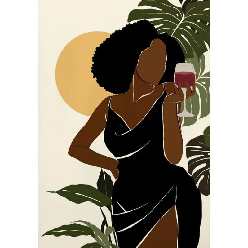 

Элегантная черная женщина афроамериканская пара холст плакат печать настенное искусство для гостиной спальни идеальный домашний декор подарок 21cm×30cm NoFrame