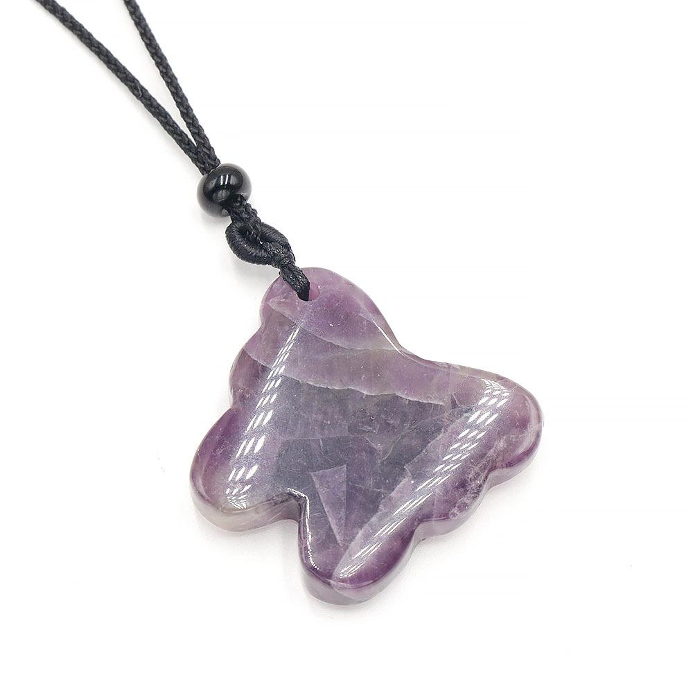 Amethyst, Rose Quartz, and Green Aventurine Butterfly Carved Pendant Accessories