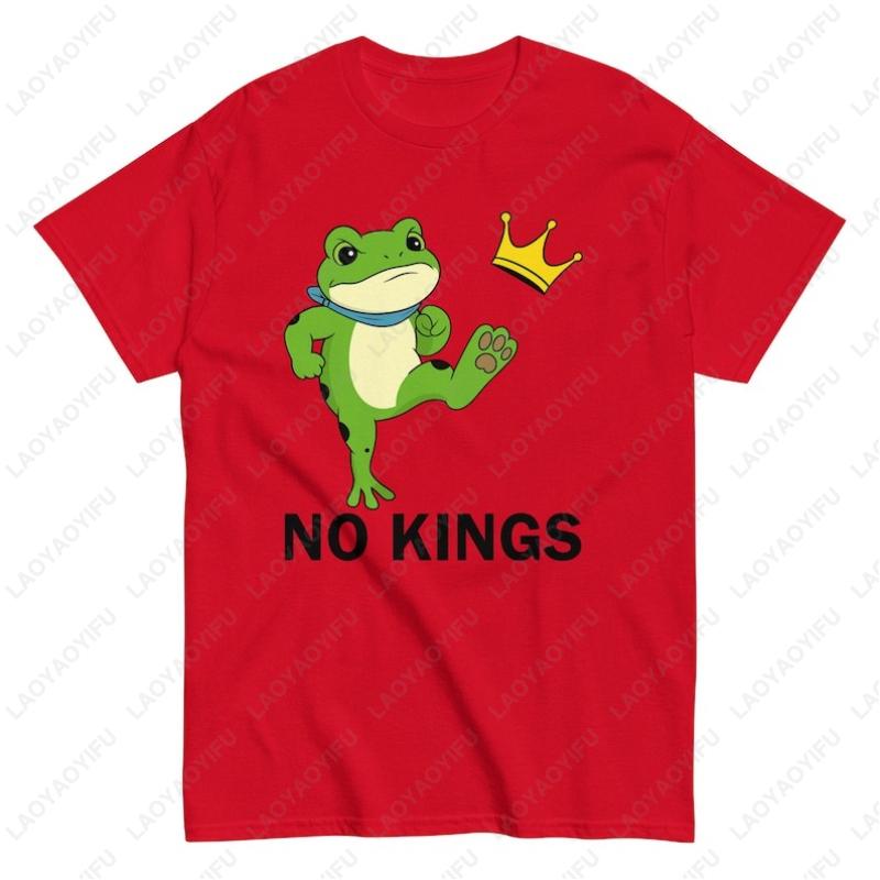 No Kings Men Women Portland Frog Protest TShirt Novelty Creative Popular Cotton Commuter Tops Street Fashion Simple Leisure Tops