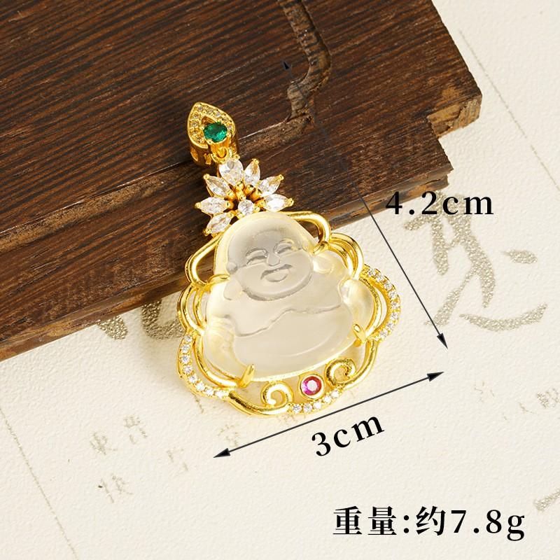 Gold Plated Buddha Pendant Necklace Women Minimalist Elegant Ethnic Style Charm Jewelry