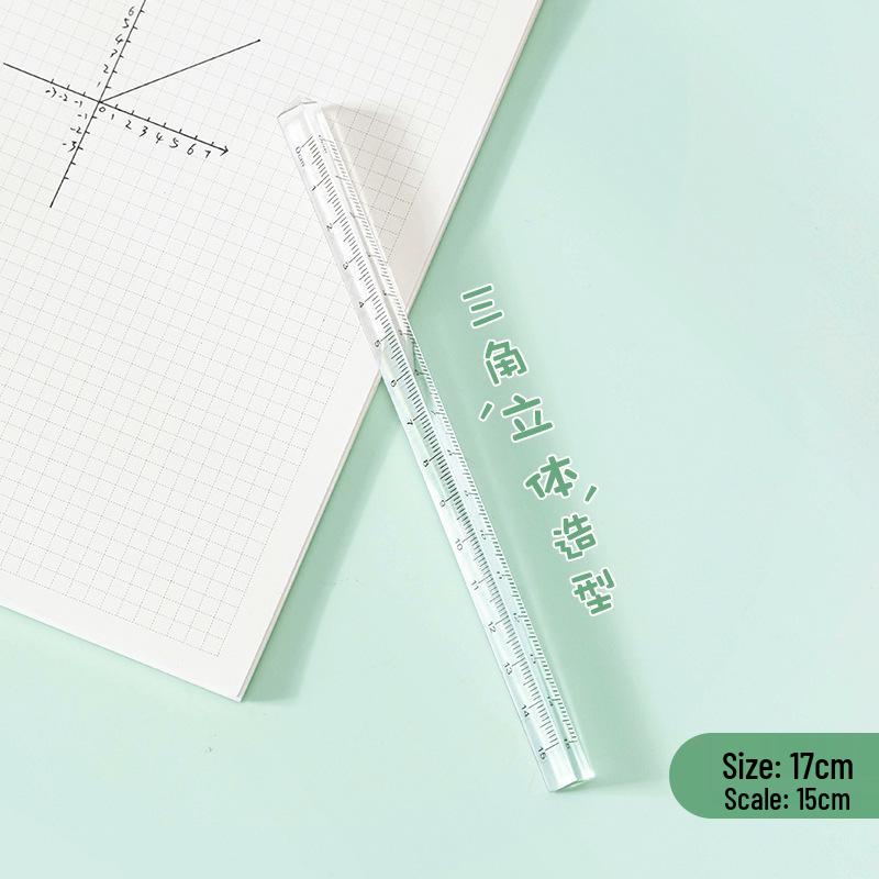 Transparent Double-Sided 15cm Crystal Triangle Ruler for Students and Drawing 15cm