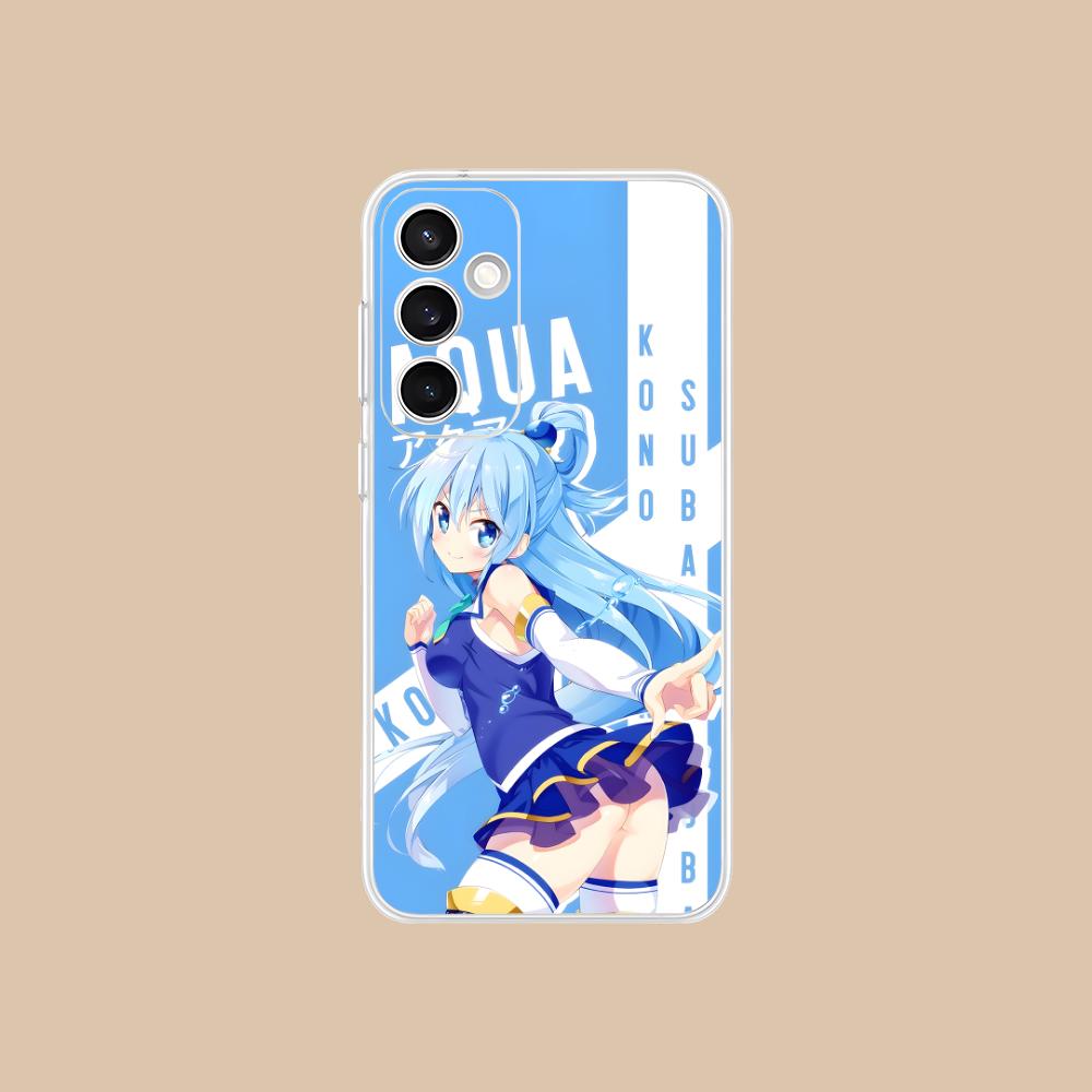 Konosuba Aqua Mobile Phone Case for Samsung Galaxy S25 S24 S23 S22 S21Plus FE Ultra Clear Colour Protective Smartphone Pretty