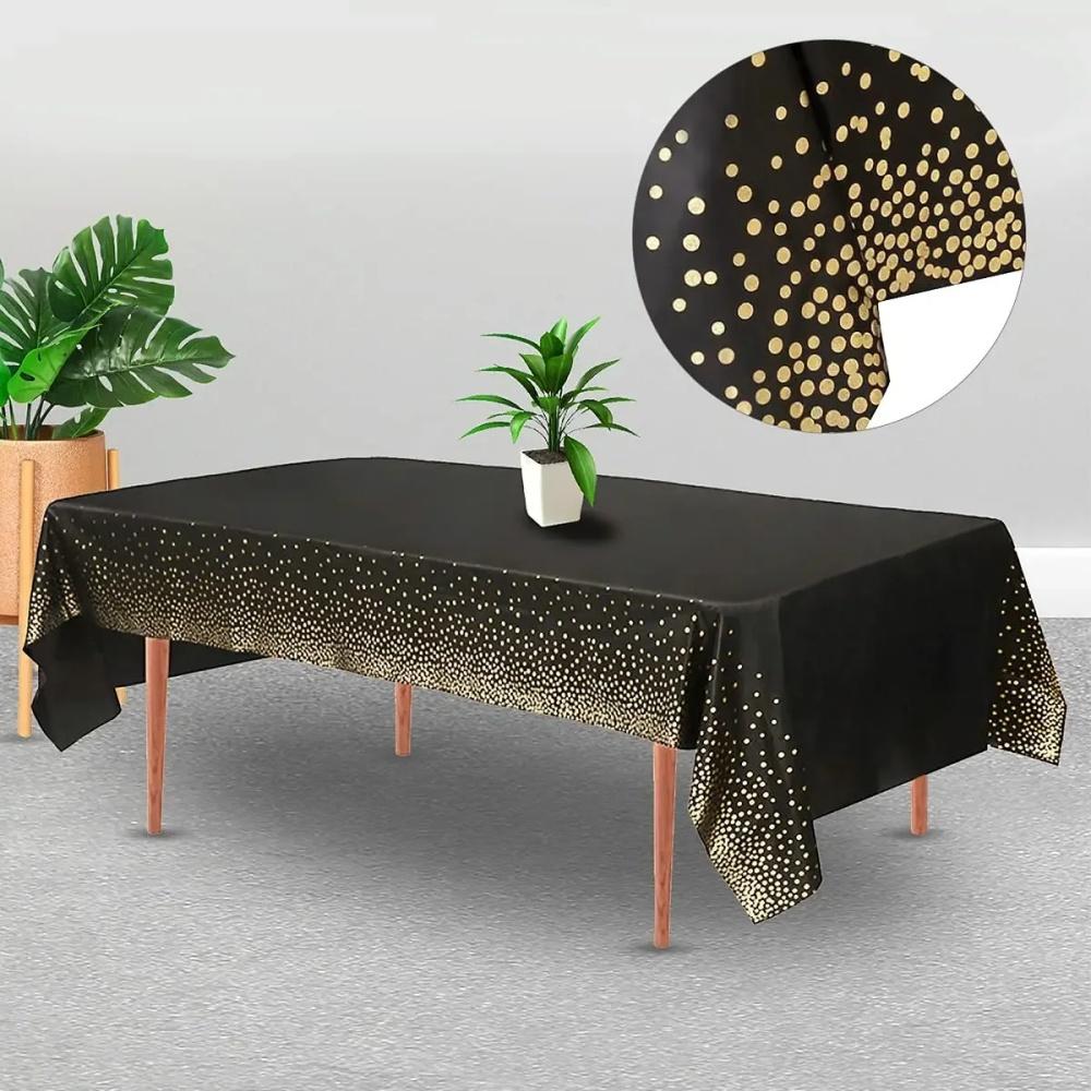 5pcs Gold Dot Table Cloth for Events Disposable Table Cover Ideal Tablecloths for Party Decorations Dining Wedding & Holiday