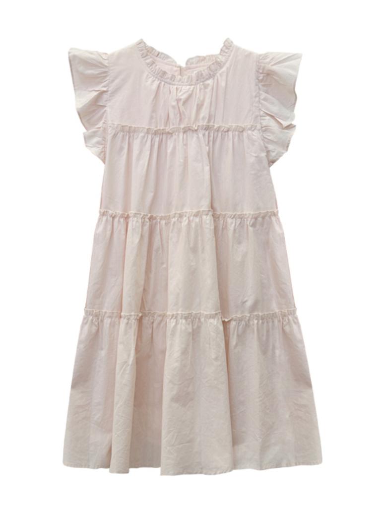 Pink Small Fly-sleeved Dress for Women's Summer New Milk Wear with Sweet First Love Small Doll Skirt
