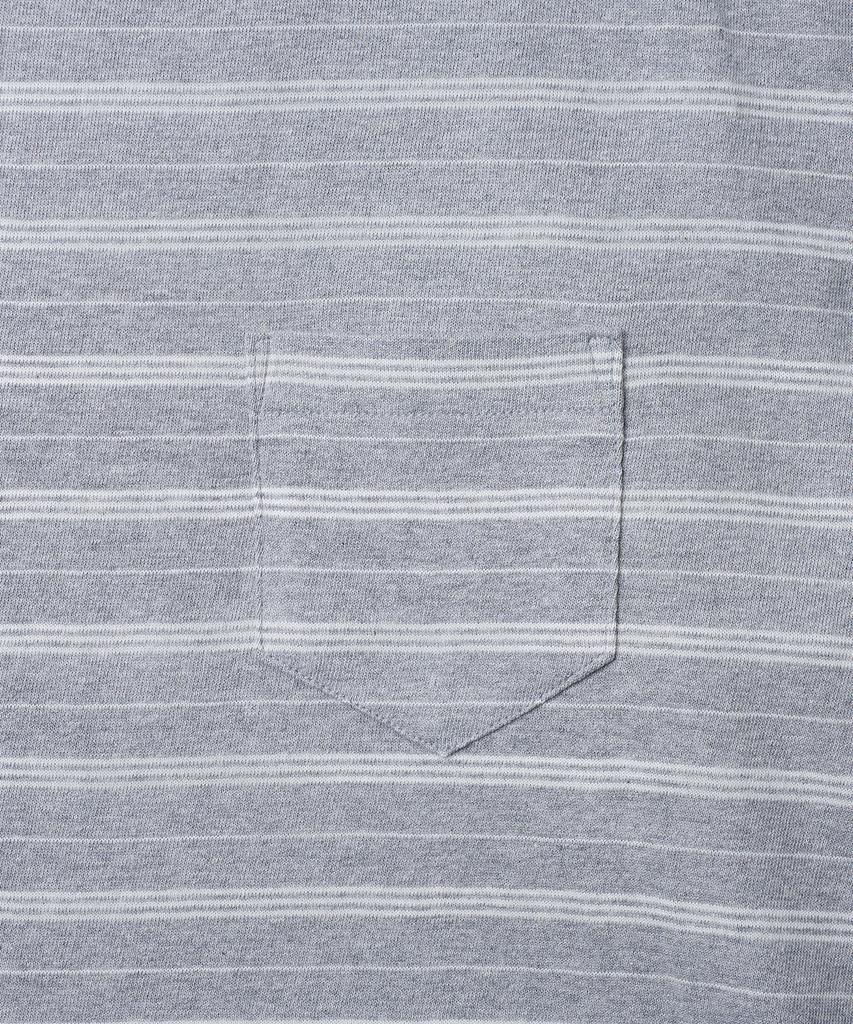 TTUDEMENT 50S Embroidered Striped Semi Over Fit T-Shirt_Melange Gray
