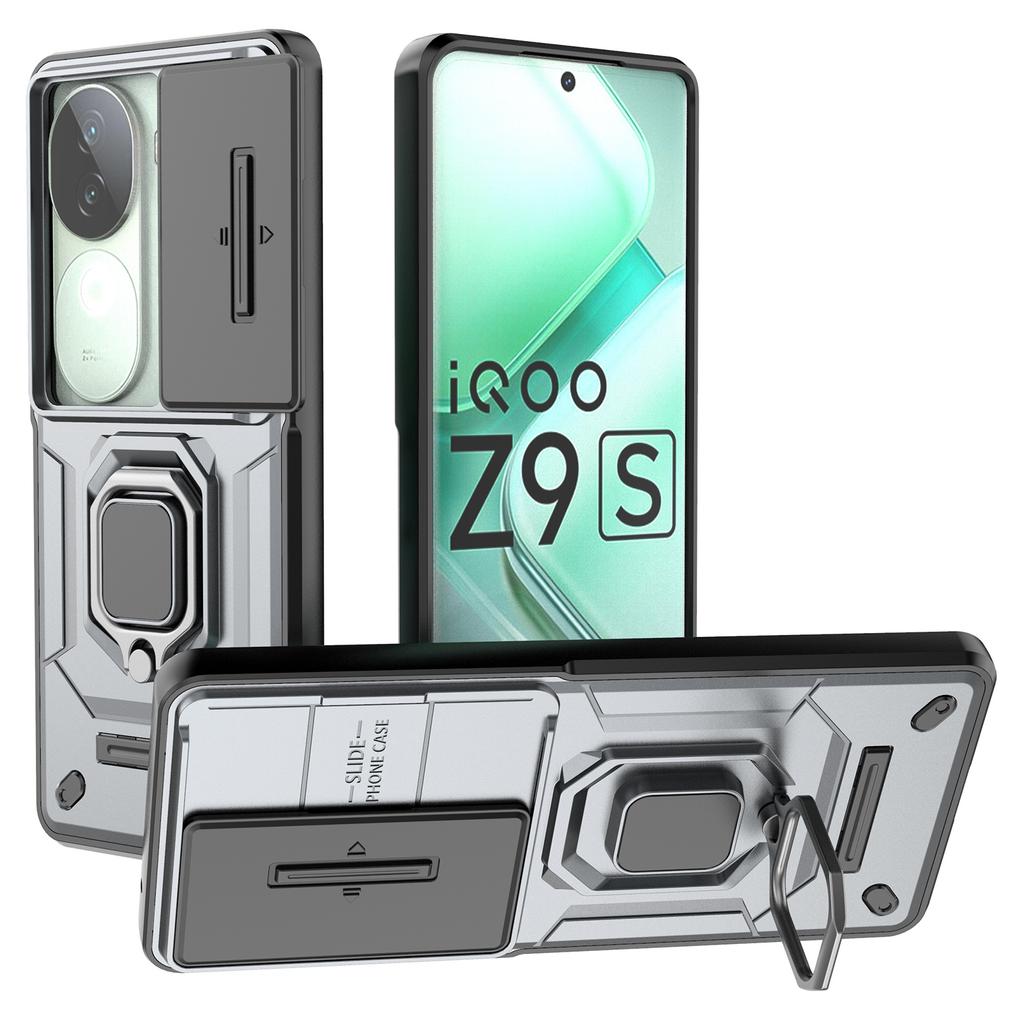 For Vivo iQOO Z9s 5G Case PC+TPU Kickstand Phone Protector with Lens Cover