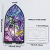 Acrylic Candle Holder Gothic Arch Design with Colorful Dragon & Starry Sky Pattern Tabletop Decor for Home,Living Room & Bedroom