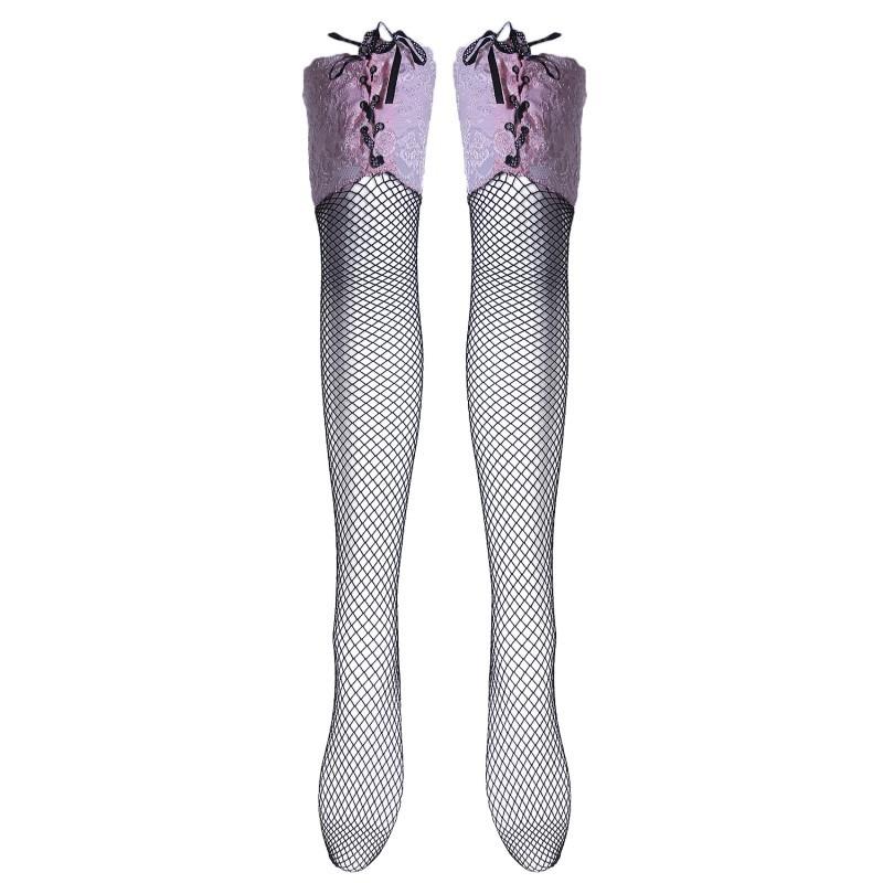 Dámské sexy punčochy Průhledné ramínka Krajka Síťovaná Síťovina Horní Stehna Vysoké Sexy spodní prádlo Upnuté punčochy