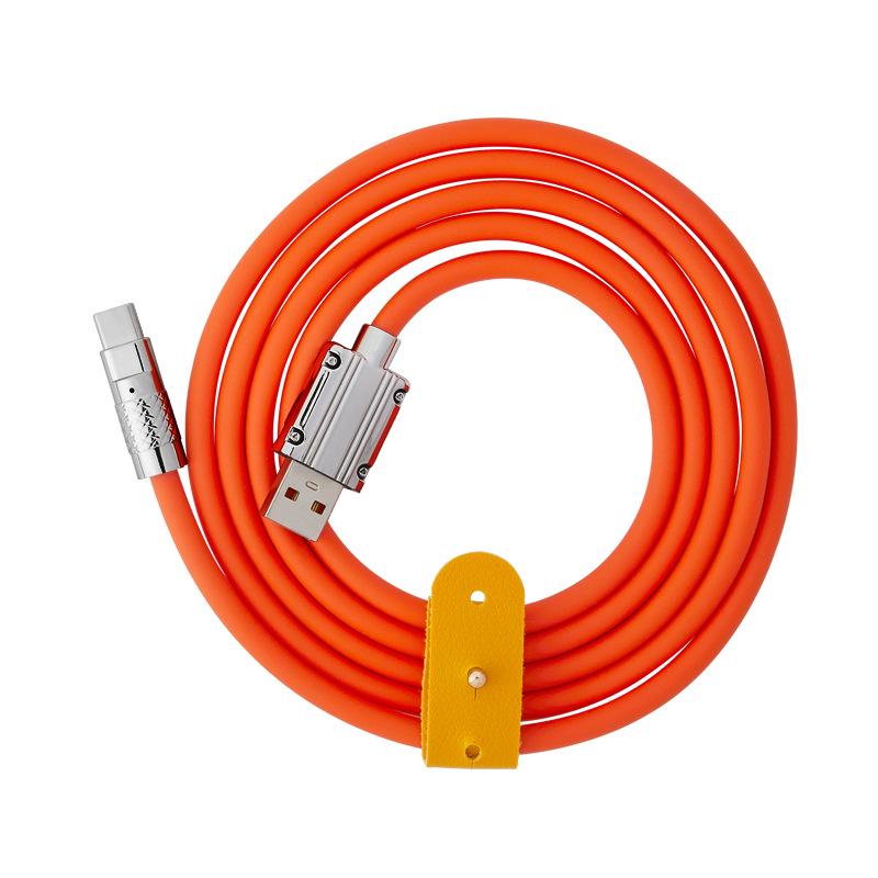 120W Zinc Alloy Silicone 6A Fast Charging Data Cable with Light