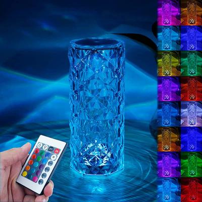 Crystal Diamond Table Lamp Touch Control Romantic Rose Ambient Light For Bedroom Living Room Decor