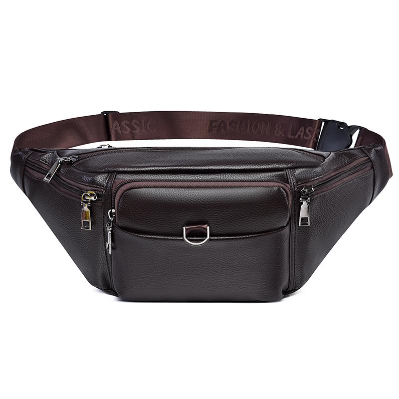 

Мужская кожаная поясная сумка - Ретро поясная сумка, Нагрудная сумка-слинг, Поясная сумка через плечо, Повседневная мода, Прочная и стильная коричневый