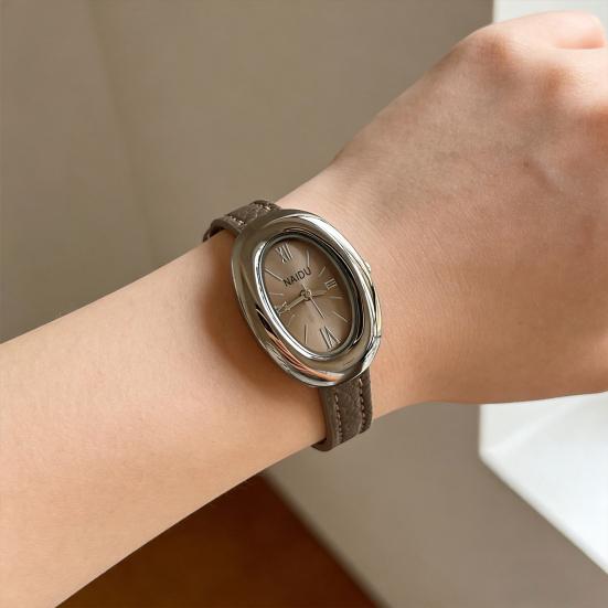 Kadın Oval Elbise Saati Vintage Tarz Quartz Saat İnce Suni Deri Kayış Zarif Retro Bayan Saati Ona Annesine Eşine Hediye