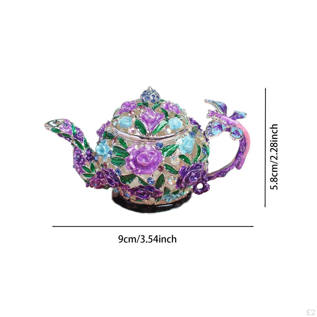 Pudełko na drobiazgi do czajniczka, ręcznie malowane, etui na skarby, dekoracja domu, emaliowany organizer na biżuterię